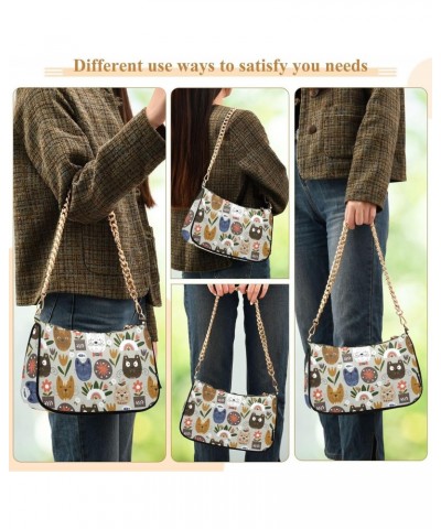 Women Chain Shoulder Purse Bag With Zipper Vintage Cute Animal Face Print, Ethnic Style Hobo Tote Clutch Handbags with Chain ...