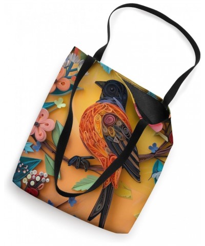 Enchanting Paper Art Style Quilling Bird Floral Elegance Tote Bag $14.49 Totes