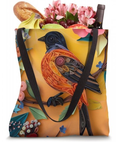 Enchanting Paper Art Style Quilling Bird Floral Elegance Tote Bag $14.49 Totes