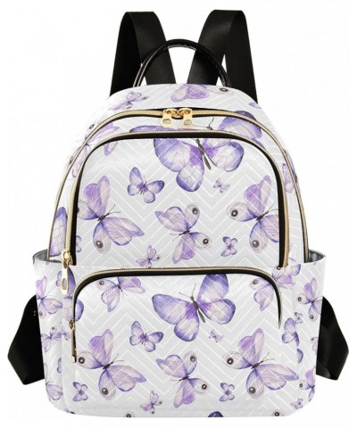 Small Backpack for Women Travel Bag Purple Butterflies Daypack Purse Fashion Shoulder Bag Rucksack Medium B131 $13.25 Backpacks