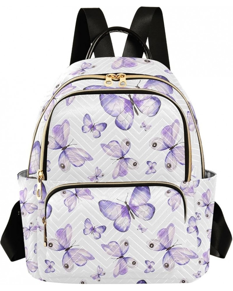 Small Backpack for Women Travel Bag Purple Butterflies Daypack Purse Fashion Shoulder Bag Rucksack Medium B131 $13.25 Backpacks