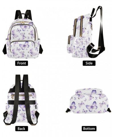 Small Backpack for Women Travel Bag Purple Butterflies Daypack Purse Fashion Shoulder Bag Rucksack Medium B131 $13.25 Backpacks