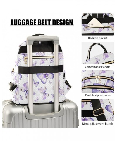 Small Backpack for Women Travel Bag Purple Butterflies Daypack Purse Fashion Shoulder Bag Rucksack Medium B131 $13.25 Backpacks