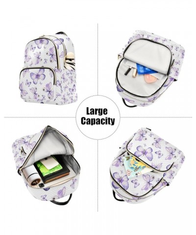 Small Backpack for Women Travel Bag Purple Butterflies Daypack Purse Fashion Shoulder Bag Rucksack Medium B131 $13.25 Backpacks