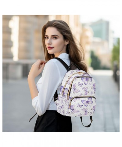 Small Backpack for Women Travel Bag Purple Butterflies Daypack Purse Fashion Shoulder Bag Rucksack Medium B131 $13.25 Backpacks