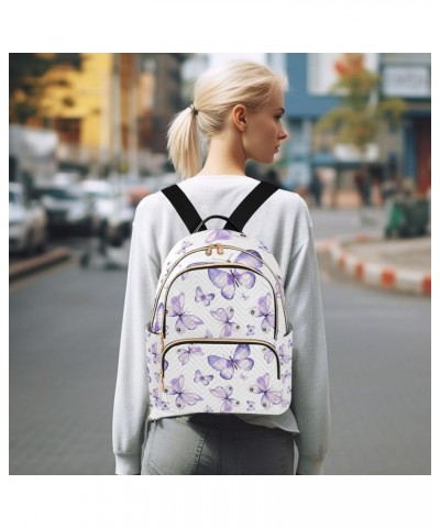 Small Backpack for Women Travel Bag Purple Butterflies Daypack Purse Fashion Shoulder Bag Rucksack Medium B131 $13.25 Backpacks