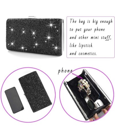 Glitter Evening Clutch Bag Rhinestone Handbag Crossbody Purse Wedding Party Bag for Women and Girls Single-sided Black Crysta...