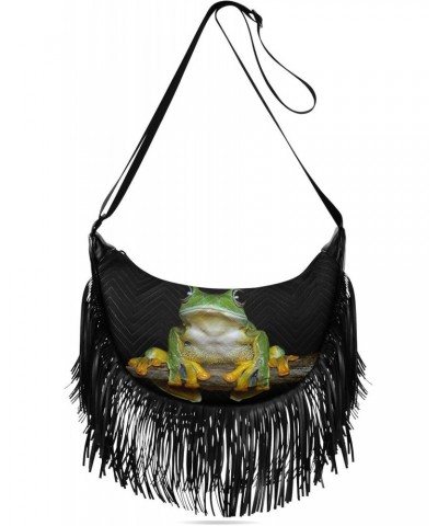 Frog-face Women Tassel Fringe Shoulder bag, Fringe Purse Crossbody, Women Tassel Hobo Bag with Zipper $14.25 Hobo Bags