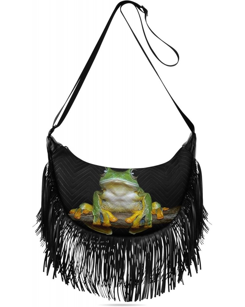 Frog-face Women Tassel Fringe Shoulder bag, Fringe Purse Crossbody, Women Tassel Hobo Bag with Zipper $14.25 Hobo Bags