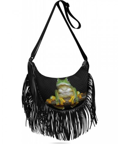 Frog-face Women Tassel Fringe Shoulder bag, Fringe Purse Crossbody, Women Tassel Hobo Bag with Zipper $14.25 Hobo Bags