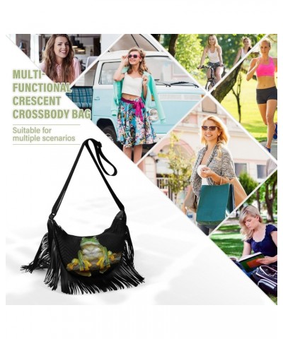 Frog-face Women Tassel Fringe Shoulder bag, Fringe Purse Crossbody, Women Tassel Hobo Bag with Zipper $14.25 Hobo Bags