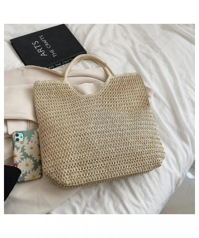 Straw Woven Women Handbag Summer Beach Fashion Tote Vacation Shopping Bags Purse Beige $17.33 Totes