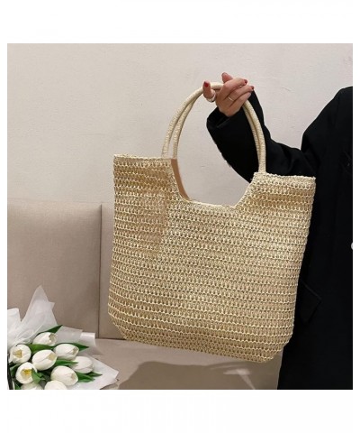 Straw Woven Women Handbag Summer Beach Fashion Tote Vacation Shopping Bags Purse Beige $17.33 Totes