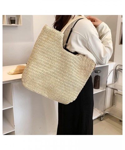 Straw Woven Women Handbag Summer Beach Fashion Tote Vacation Shopping Bags Purse Beige $17.33 Totes