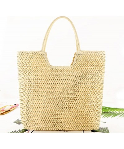 Straw Woven Women Handbag Summer Beach Fashion Tote Vacation Shopping Bags Purse Beige $17.33 Totes