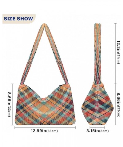 Tartan Scotland Plaid Colorful Shoulder Handbags Purse, Fuzzy Tote Women Hobo Bags Tartan Scotland Plaid Colorful1 $12.59 Totes