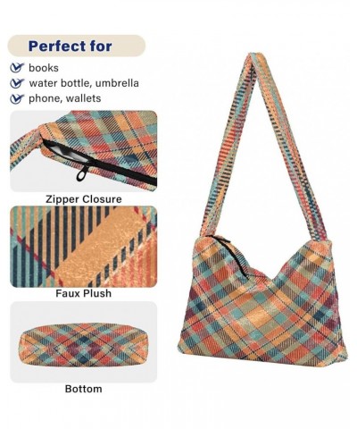 Tartan Scotland Plaid Colorful Shoulder Handbags Purse, Fuzzy Tote Women Hobo Bags Tartan Scotland Plaid Colorful1 $12.59 Totes