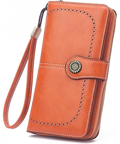 Women's Large Capacity Zip Wallet Phone Holder Clutch Travel Purse Wristlet Multi Card Organizer (Orange) Orange $18.14 Totes