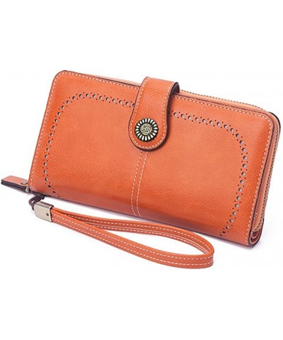 Women's Large Capacity Zip Wallet Phone Holder Clutch Travel Purse Wristlet Multi Card Organizer (Orange) Orange $18.14 Totes