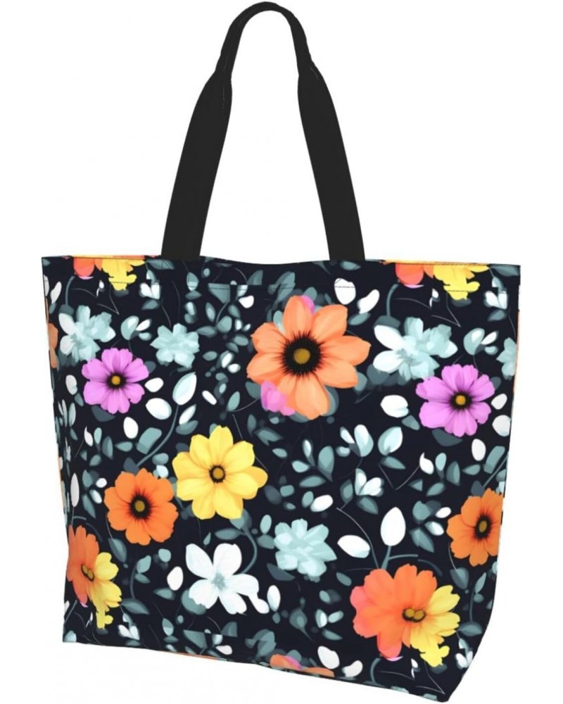 Beautiful Colourful Flowers Women'S Shoulder Shopping Bag, Suitable For Daily Travel Shopping, Handbag Items Storage $13.49 S...