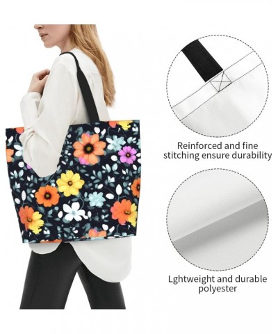 Beautiful Colourful Flowers Women'S Shoulder Shopping Bag, Suitable For Daily Travel Shopping, Handbag Items Storage $13.49 S...