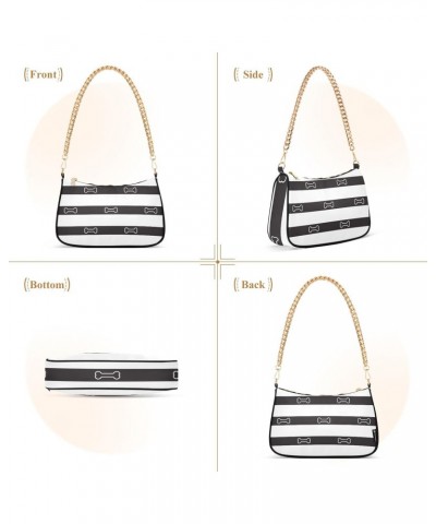 Shoulder Bag Black White Stripes Dog Love Women Clutch Handbag Shoulder Purch Date Chain Bag Tote Bag Spring Holiday Birthday...