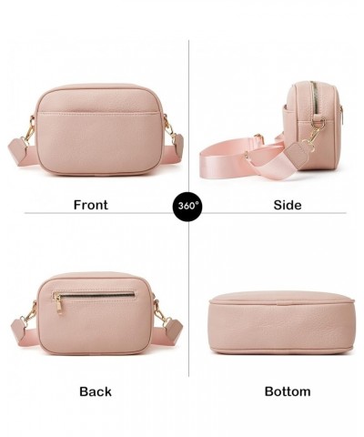 Triple Zip Small Crossbody Bag for Women, Square Snapshot Camera Side Shoulder Purse Handbag with Wide Strap Pink $8.94 Cross...