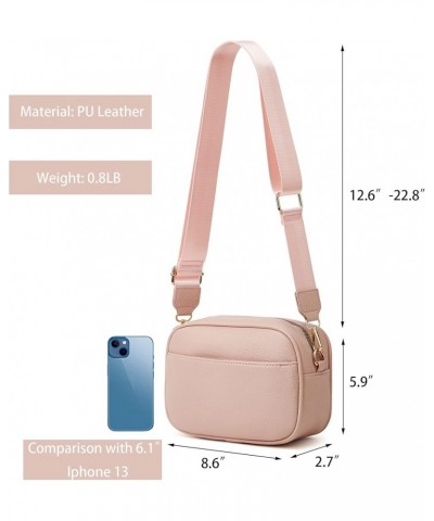 Triple Zip Small Crossbody Bag for Women, Square Snapshot Camera Side Shoulder Purse Handbag with Wide Strap Pink $8.94 Cross...