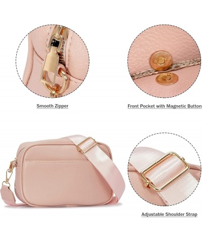 Triple Zip Small Crossbody Bag for Women, Square Snapshot Camera Side Shoulder Purse Handbag with Wide Strap Pink $8.94 Cross...