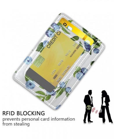 Watercolor Blueberries Slim Minimalist Wallets Rfid Blocking Card Wallets PU Leather Front Pocket Wallets for Men Women $10.4...