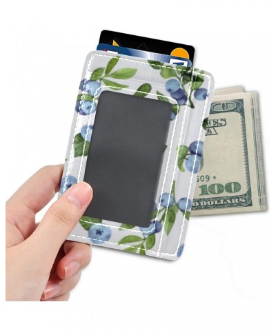 Watercolor Blueberries Slim Minimalist Wallets Rfid Blocking Card Wallets PU Leather Front Pocket Wallets for Men Women $10.4...