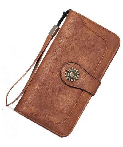 Womens Wallet Genuine Leather Large Capacity Wristlet Clutch Purse Credit Card Holder with RFID Blocking 1-Napa-Brown $15.60 ...