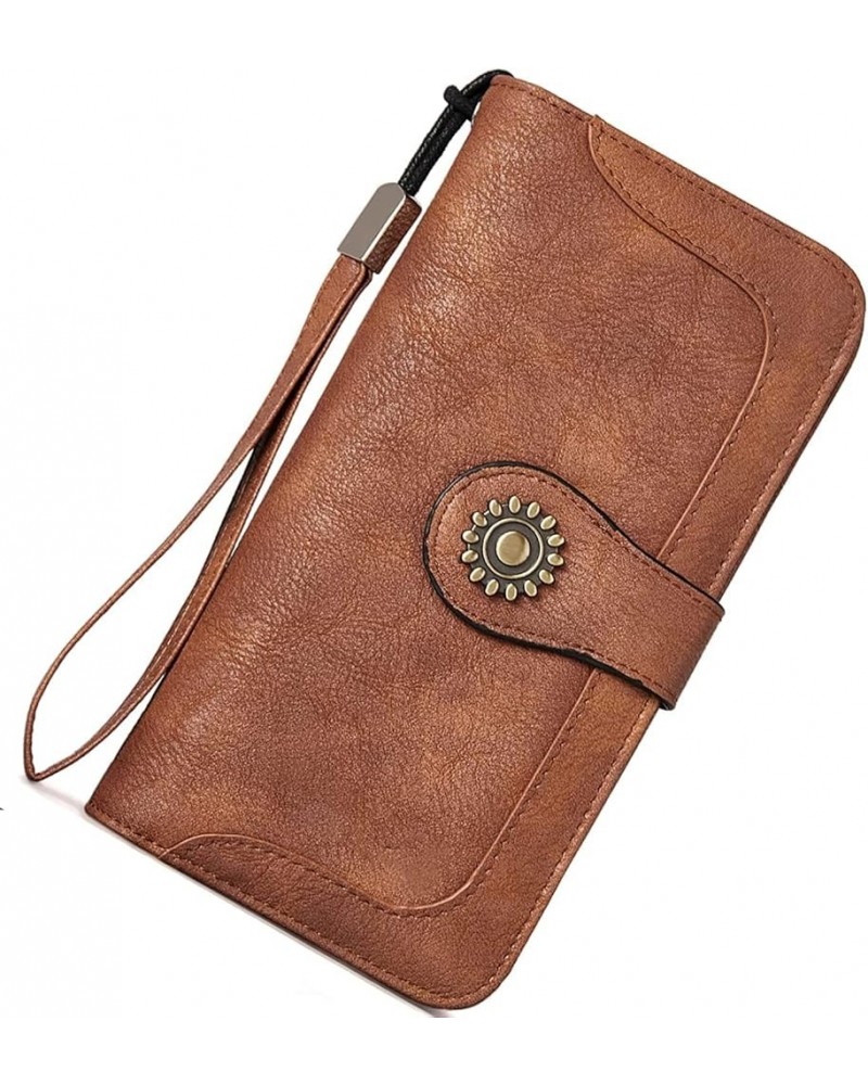 Womens Wallet Genuine Leather Large Capacity Wristlet Clutch Purse Credit Card Holder with RFID Blocking 1-Napa-Brown $15.60 ...