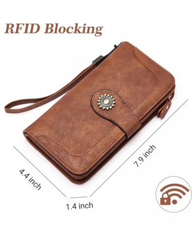 Womens Wallet Genuine Leather Large Capacity Wristlet Clutch Purse Credit Card Holder with RFID Blocking 1-Napa-Brown $15.60 ...