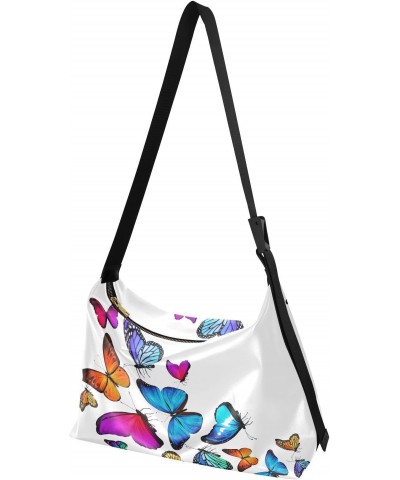 Colorful Butterfly Flying Womens Tote Bag Leather Shoulder Bag For Women Men Large Hobo Cross Body Bags Handbag $19.71 Totes