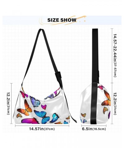 Colorful Butterfly Flying Womens Tote Bag Leather Shoulder Bag For Women Men Large Hobo Cross Body Bags Handbag $19.71 Totes