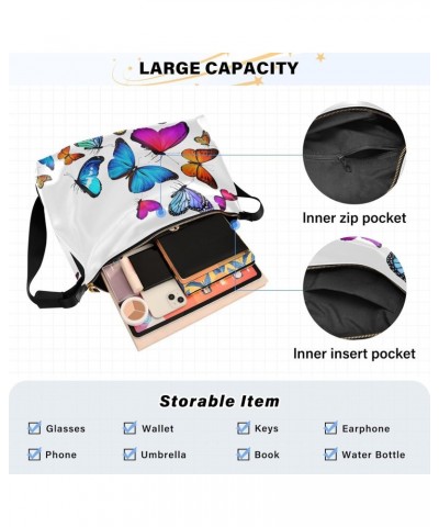 Colorful Butterfly Flying Womens Tote Bag Leather Shoulder Bag For Women Men Large Hobo Cross Body Bags Handbag $19.71 Totes