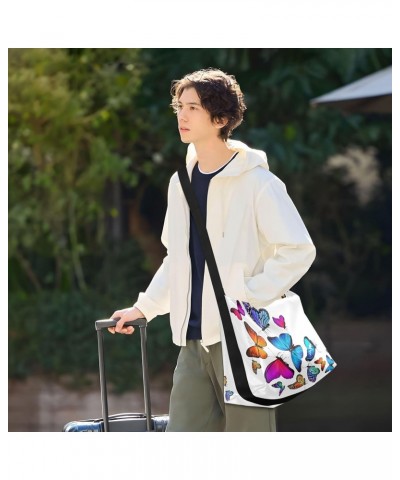 Colorful Butterfly Flying Womens Tote Bag Leather Shoulder Bag For Women Men Large Hobo Cross Body Bags Handbag $19.71 Totes