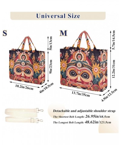 Corduroy Women Tote Bag - Tribal Totem Face, Handbag Purses with Detachable Strap $17.10 Crossbody Bags