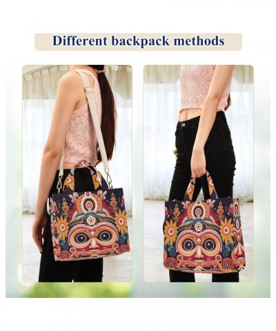 Corduroy Women Tote Bag - Tribal Totem Face, Handbag Purses with Detachable Strap $17.10 Crossbody Bags