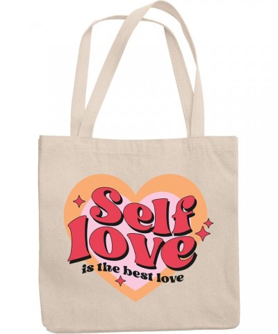 Self Love Is the Best Love, Retro Groovy Wavy Text Valentines Day Art Merch Gift, 12oz Canvas Tote Bag $11.07 Totes