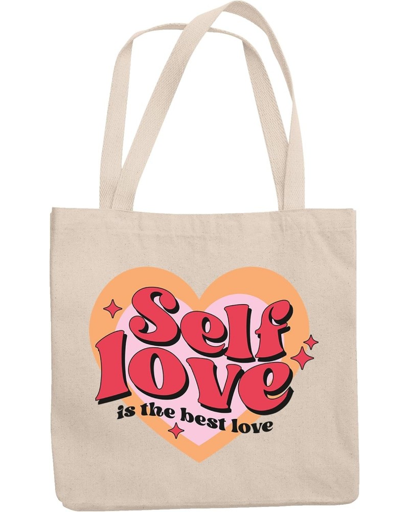 Self Love Is the Best Love, Retro Groovy Wavy Text Valentines Day Art Merch Gift, 12oz Canvas Tote Bag $11.07 Totes