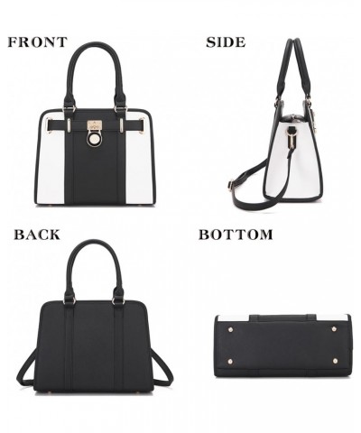 Handbags Sets For Women Shoulder Bags Top Handle Work Satchel Tote Purses Set With Matching Wallet 2pcs A3-2pcs/Set Whiteblac...