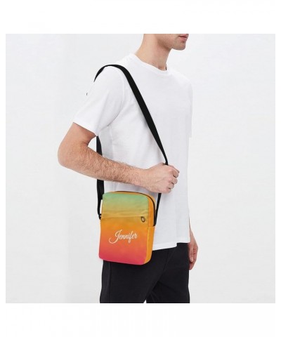 Purple Pink Gradient Custom Crossbody Bags for Women Men Messenger Bags Shoulder Bag for Business Casual 02 $9.20 Crossbody Bags