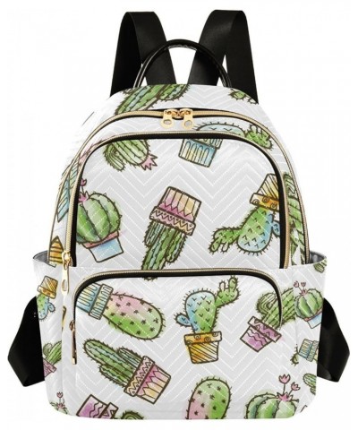 Women Backpack Watercolor Cacti Anti-Theft Travel Backpack with Luggage Belt Lightweight Handbag Lady Purse Roomy Double Zipp...