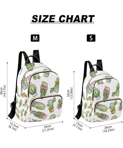 Women Backpack Watercolor Cacti Anti-Theft Travel Backpack with Luggage Belt Lightweight Handbag Lady Purse Roomy Double Zipp...