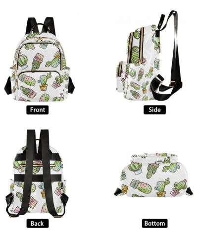 Women Backpack Watercolor Cacti Anti-Theft Travel Backpack with Luggage Belt Lightweight Handbag Lady Purse Roomy Double Zipp...