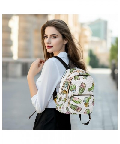 Women Backpack Watercolor Cacti Anti-Theft Travel Backpack with Luggage Belt Lightweight Handbag Lady Purse Roomy Double Zipp...