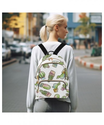 Women Backpack Watercolor Cacti Anti-Theft Travel Backpack with Luggage Belt Lightweight Handbag Lady Purse Roomy Double Zipp...