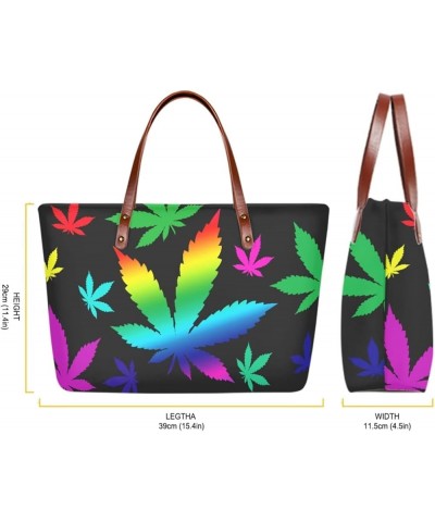 2 Pcs Large Tote Handbag with PU Wallet, Women Hand bags Purses, Top Handle Bag Satchel Shoulder Bag Tropical Leaves-black $2...